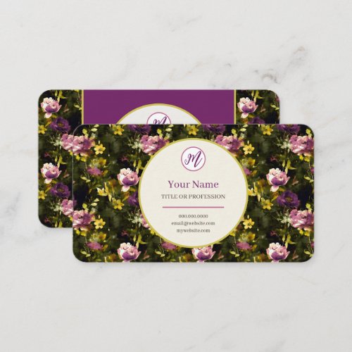Emma Rose _ Dark Moody Floral  Violet  Lemongras Business Card