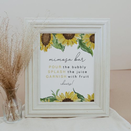 EMMA Rustic Country Sunflower Mimosa Bar Sign