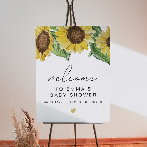 EMMA Rustic Sunflower Baby Shower Welcome Foam Board