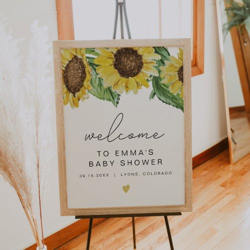 EMMA Rustic Sunflower Baby Shower Welcome Poster