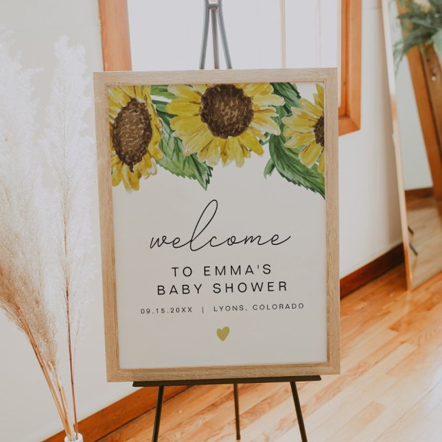 EMMA Rustic Sunflower Baby Shower Welcome Poster (Creator Uploaded)