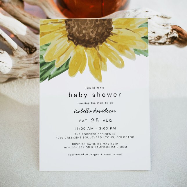 EMMA Rustic Sunflower Country Baby Shower Invitation