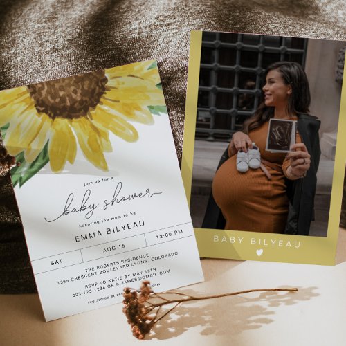 EMMA Rustic Sunflower Floral Country Baby Shower Invitation