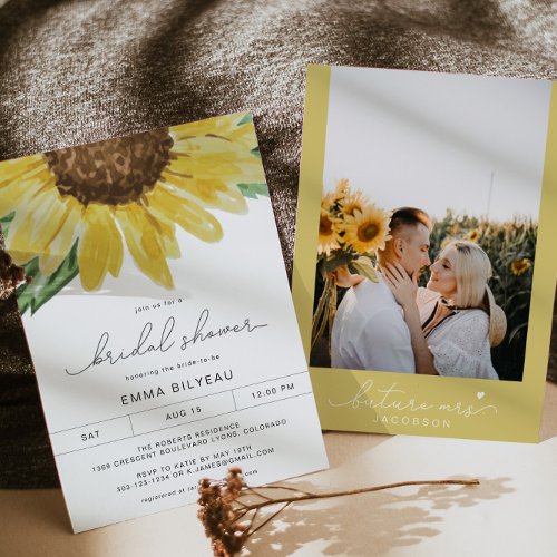 EMMA Rustic Sunflower Floral Country Bridal Shower Invitation