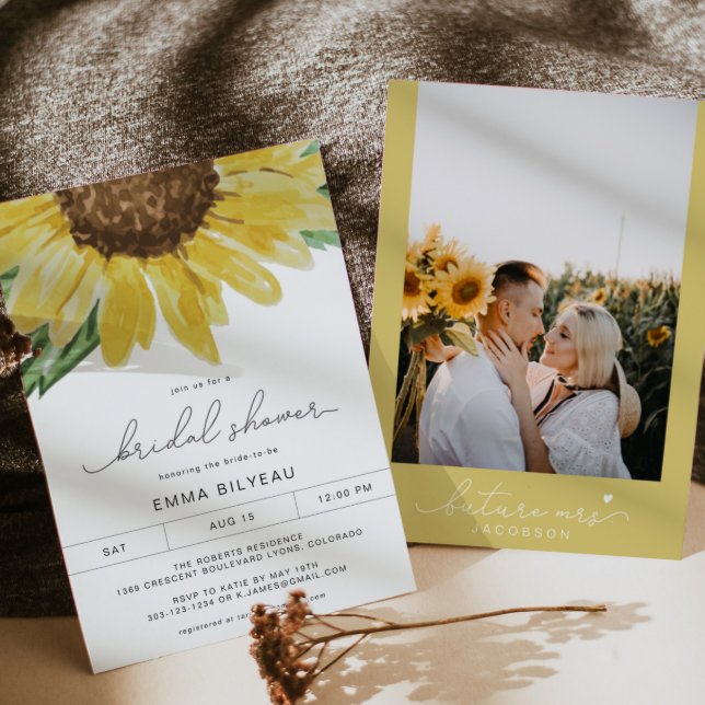 EMMA Rustic Sunflower Floral Country Bridal Shower Invitation