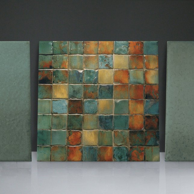 EMMA Sage Abstract Square Collection Faux Relief Ceramic Tile (Creator Uploaded)