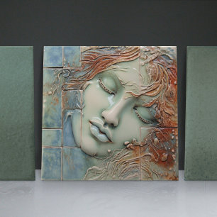 EMMA Sage Abstract Square Collection Faux Relief Ceramic Tile