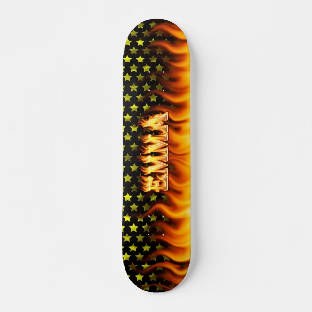 Emma skateboard fire and flames design. deck (Front)