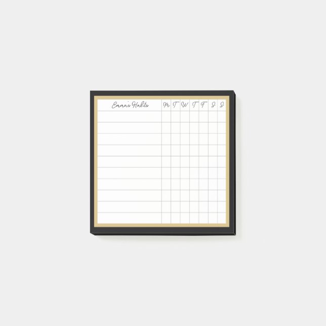 Emma Stripe Collection Habit Tracker in Black Post-it Notes (Front)