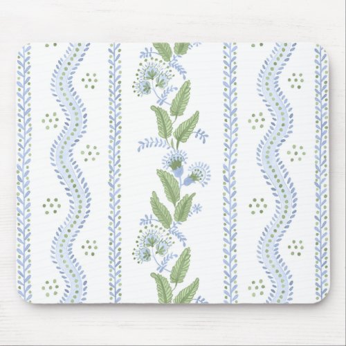 Emma Stripe Cornflower Blue and Green Mouse Pad 