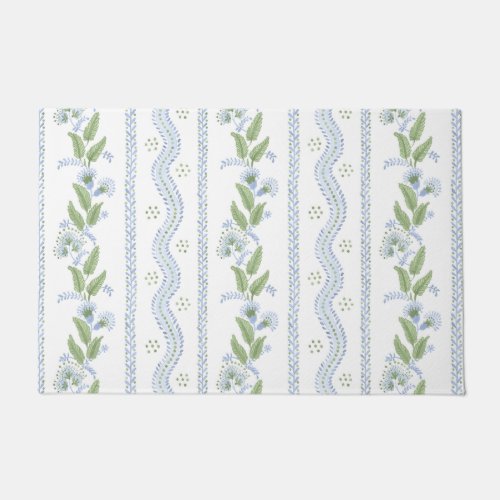 Emma Stripe in Cornflower and green Doormat