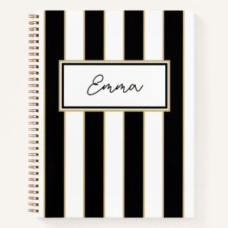Emma Stripe Notebook in Black and White