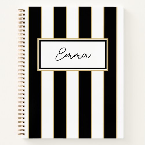 Emma Stripe Notebook in Black and White