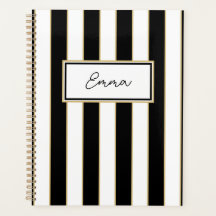 Emma Stripe Weekly Planner in Black and White