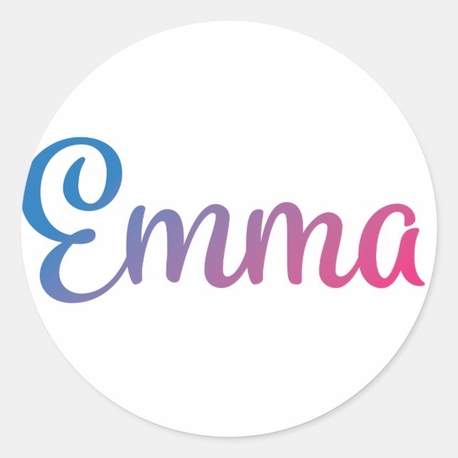 Emma Stylish Cursive Classic Round Sticker (Front)