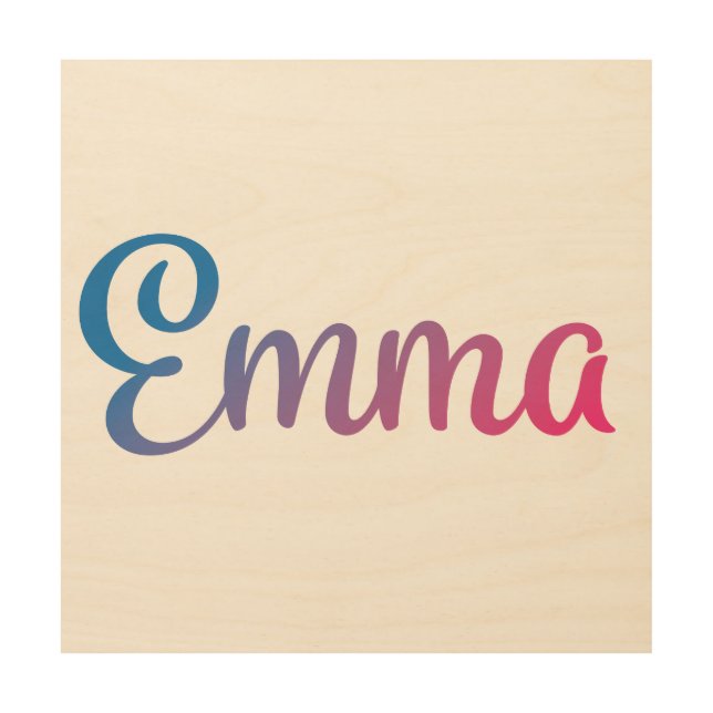 Emma Stylish Cursive Wood Wall Art (Front)