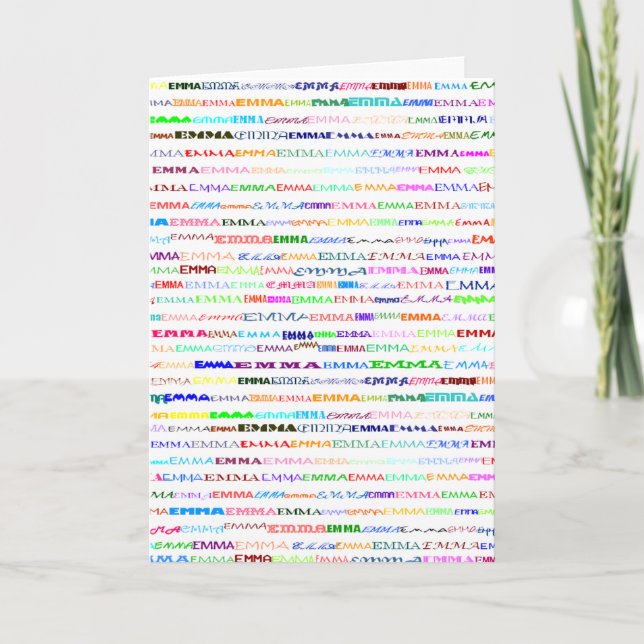 Emma Text Design II Vertical Greeting Card (Front)