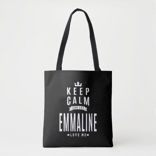 Emmaline Personalized Name Birthday Gift Tote Bag (Front)