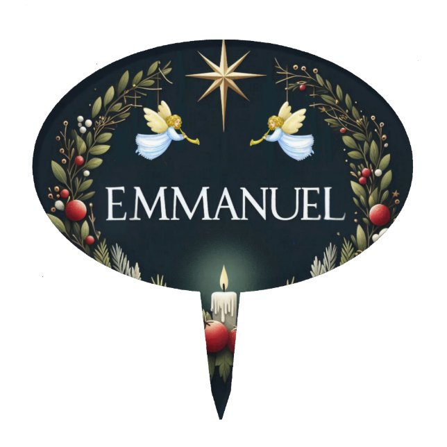 Emmanuel Christmas angels Cake Topper (Front)