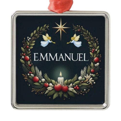 Emmanuel Christmas angels Metal Ornament