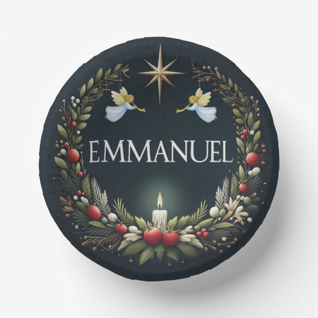 Emmanuel Christmas angels Paper Bowls (Front)