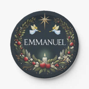 Emmanuel Christmas angels Paper Plates