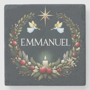Emmanuel Christmas angels Stone Coaster