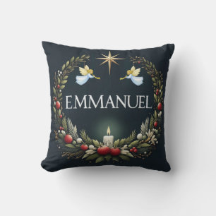Emmanuel Christmas angels Throw Pillow