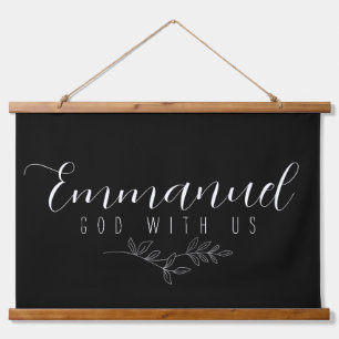 Emmanuel God With Us Botanical Elegant Leaves Art Hanging Tapestry