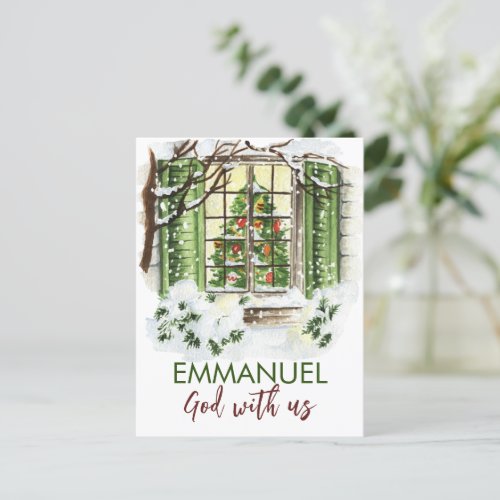 Emmanuel God With Us Christmas Bible Verse  Holiday Postcard