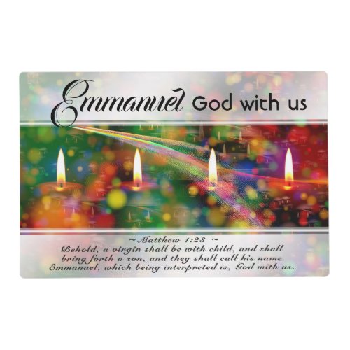 Emmanuel God With Us Matthew 123 Christmas Bible Placemat