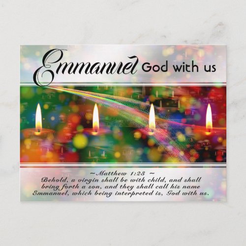 Emmanuel God with Us Matthew 123 Christmas Bible Postcard