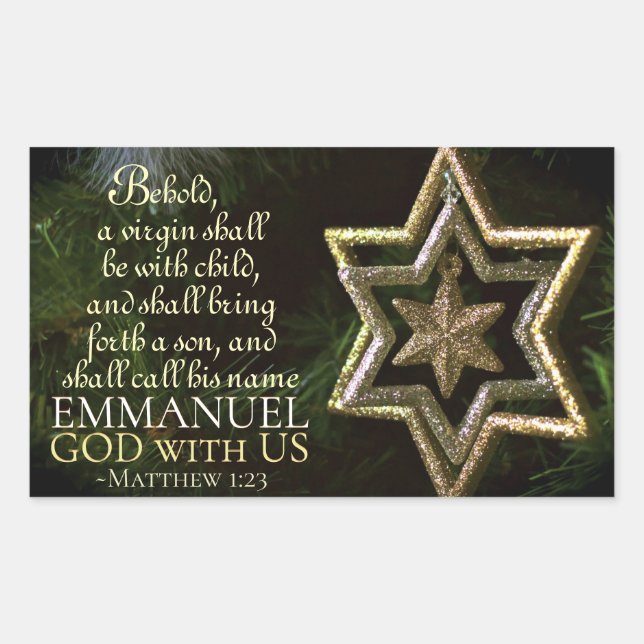 Emmanuel God with Us Matthew 1:23 Christmas Bible Rectangular Sticker (Front)