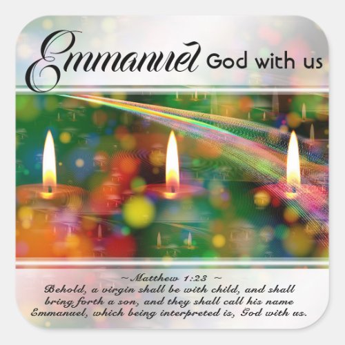 Emmanuel God with us Matthew 123 Christmas Bible Square Sticker
