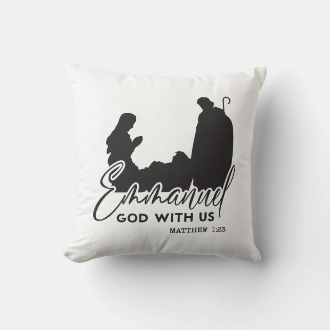 Emmanuel God With Us Nativity Christmas Throw Pillow (Front)