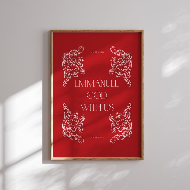 Emmanuel God With Us Red Christian Christmas Poste Poster (Creator Uploaded)