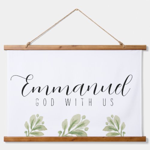  Emmanuel God With Us Watercolor Leaves Scroll Hanging Tapestry