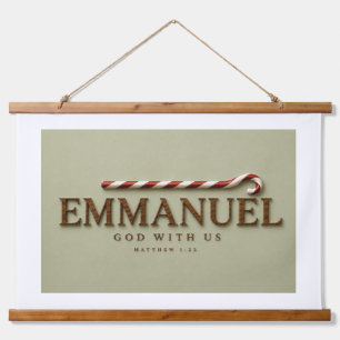 EMMANUEL Matthew 1:23 Christmas Soft Sage Hanging Tapestry