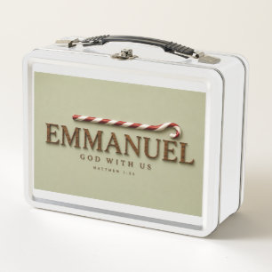 EMMANUEL Matthew 1:23 Christmas Soft Sage Metal Lunch Box