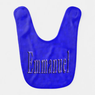 Emmanuel Name Logo, Baby Boys Blue Bib
