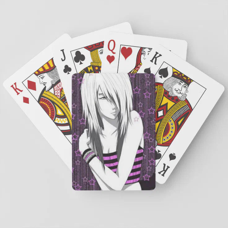 Emo Anime Girl Playing Cards | Zazzle
