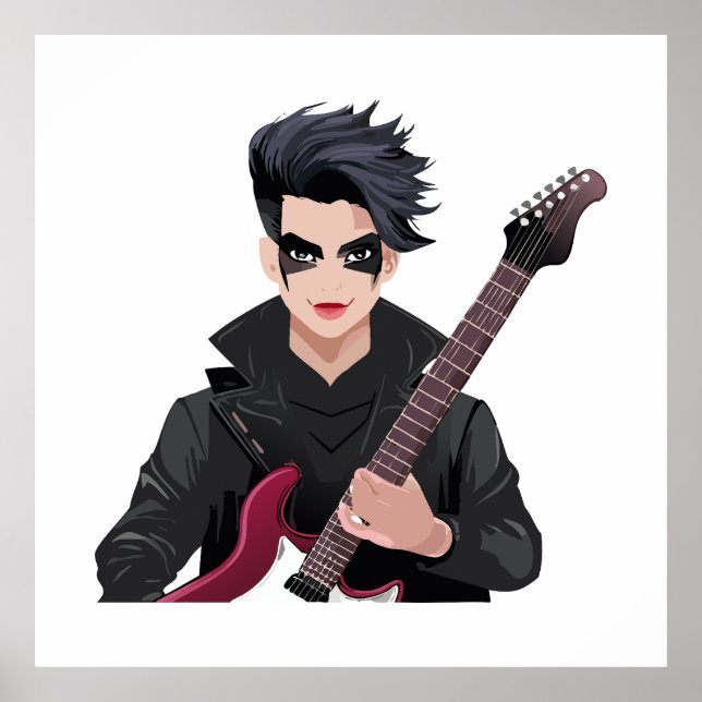 Emo boy with black hair poster (Front)