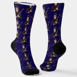 Emo boy with black hair socks