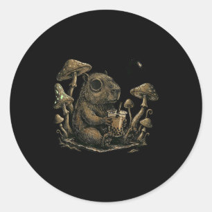 Emo Capybara Goth Punk Boba Funny Rodent Classic Round Sticker