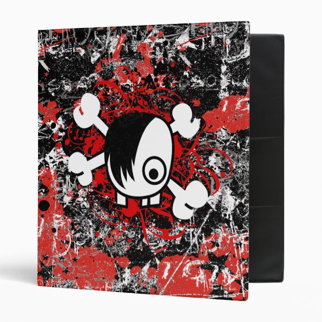 Emo Cartoon Boy Skull Binder (Front/Inside)