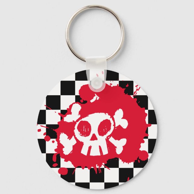 Emo Cartoon Skull Keychain (Front)