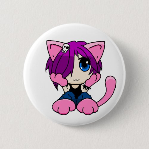 Emo cat girl pinback button