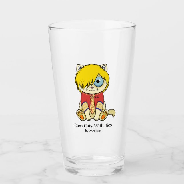 Emo Cats With Ties Galsses Glass (Front)