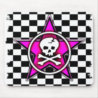 Emo Checkerboard Star & Skull Mouse Pad