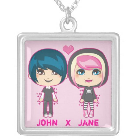 Emo Couple Silver Plated Necklace